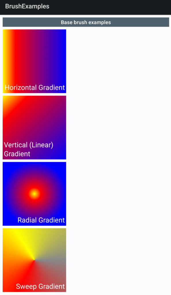 Examples with base brush gradients