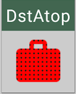 A suitcase image wall-papered with black dots and red color.