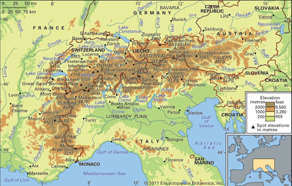 Map of the Alps